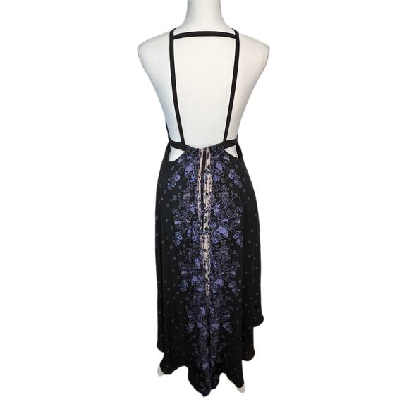 Free People Gray Caught In The Moment Floral Printed Cutout Halter Maxi Dress 2 - Picture 4 of 11